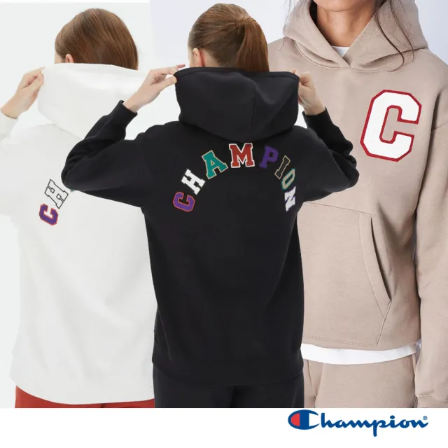 【Champion】官方直營 女款-ROCHESTER 拼色LOGO印花x刺繡寬版連帽TEE-4色(116630)