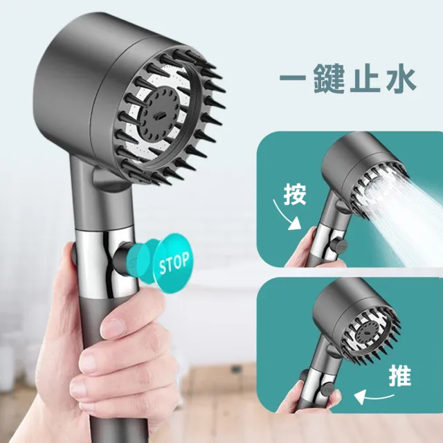 【樂居家】三段式頭皮按摩過濾蓮蓬頭-濾芯套裝組(一鍵止水/加壓噴槍/矽膠按摩/濾芯更換/過濾水質)