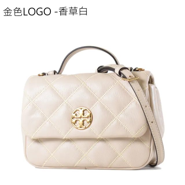 【TORY BURCH】WILLA 金色LOGO菱格紋手提/斜背二用包-迷你(新款任選)