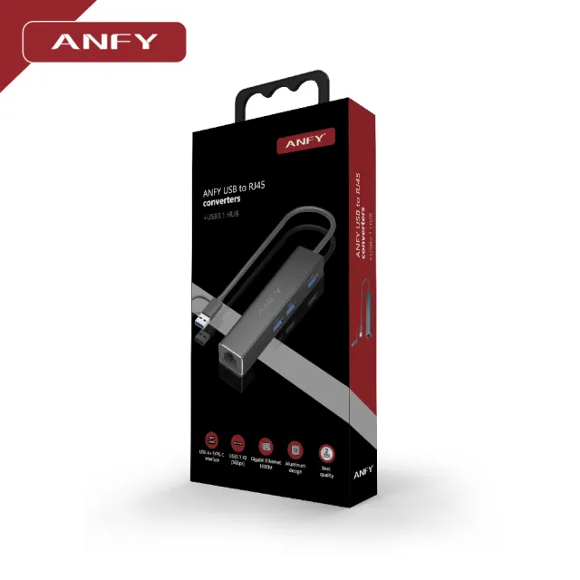 ANFY USB轉RJ45+USB3.1 HUB