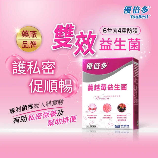 【杏輝醫藥】優倍多YouBest 蔓越莓益生菌(30包/盒-順暢益生菌.保證35億活菌.菸鹼素)