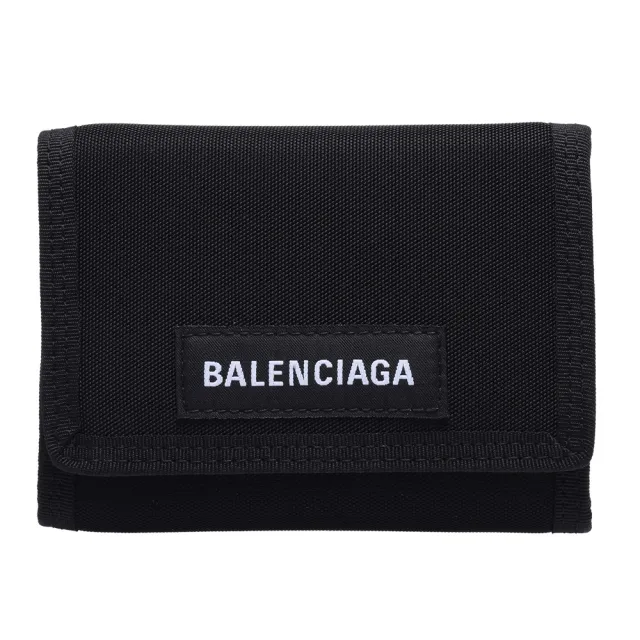 【Balenciaga 巴黎世家】經典Explorer系列品牌字母LOGO尼龍三摺短夾(黑507481-9TYY5-1000)(其他規格)