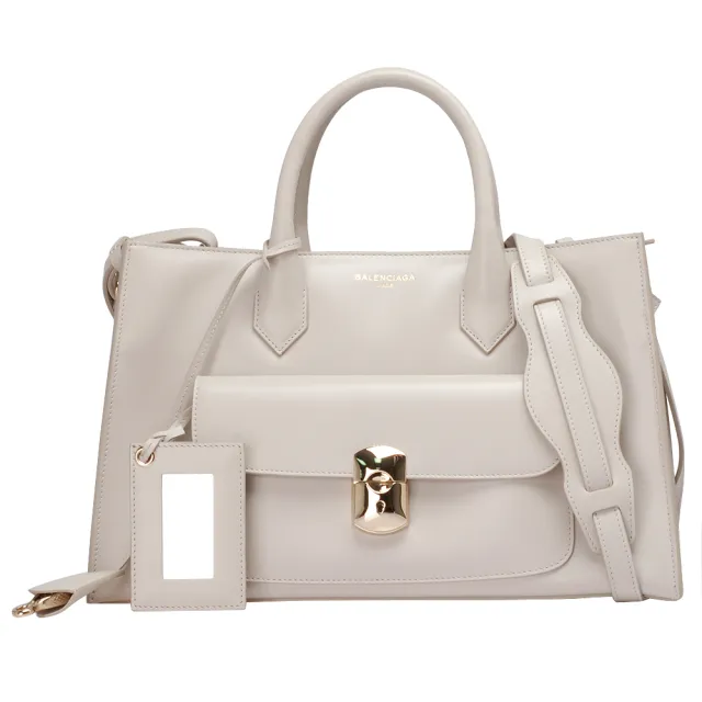 【Balenciaga 巴黎世家】PADLOCK WORK XS小羊皮手提/斜背包(小-藕灰-展示品347936-1340)