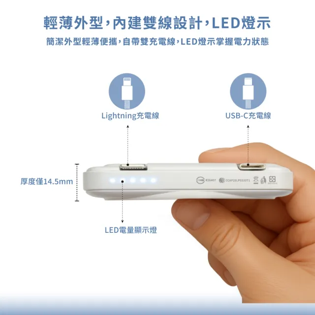 Wephone 5000mAh 22.5W 五合一磁吸無線多功能行動電源(手機/手錶/耳機/CCC認證)