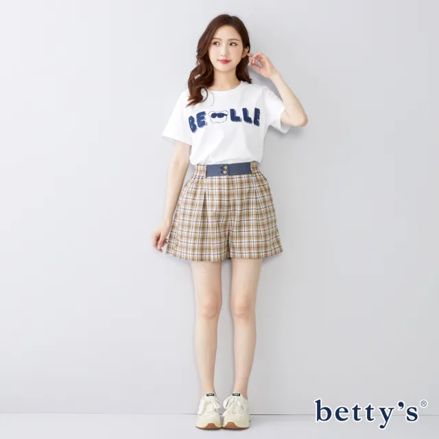 【betty’s 貝蒂思】格紋造型口袋短褲(卡其)