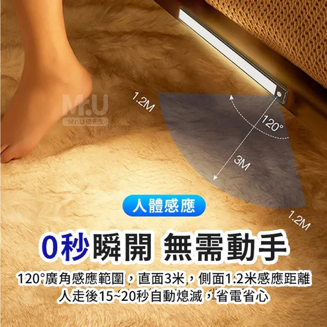 【Mr.U 優先生】Type-C 超薄 人體感應燈 20公分 智能磁吸 感應燈(小夜燈 LED燈 廚房燈 櫥櫃燈 燈條 檯燈)