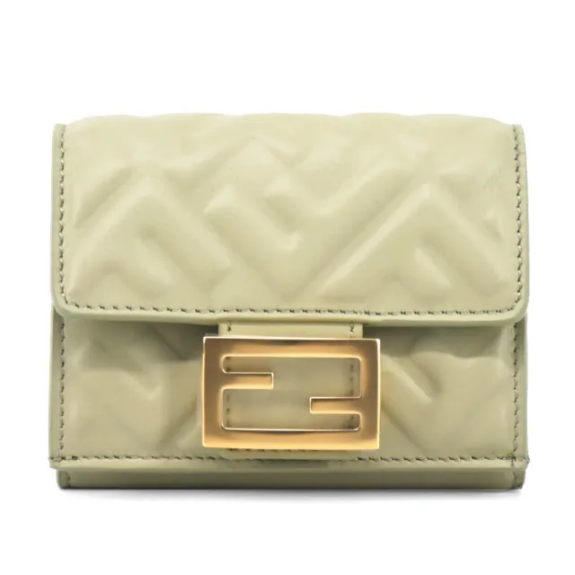 【FENDI 芬迪】Baguette FF Logo三折短夾(鼠尾草綠)