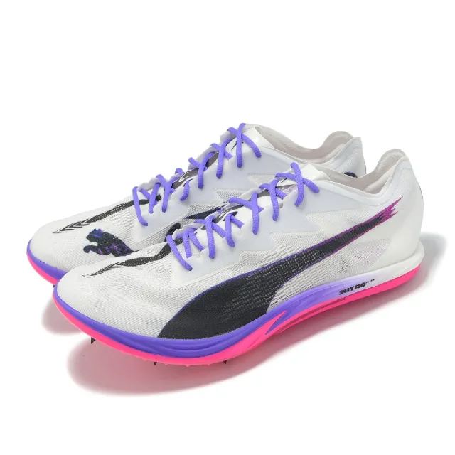 【PUMA】田徑釘鞋 Long Distance Nitro Elite 3 男鞋 白 紫 可拆式鞋釘 長距離(312330-01)