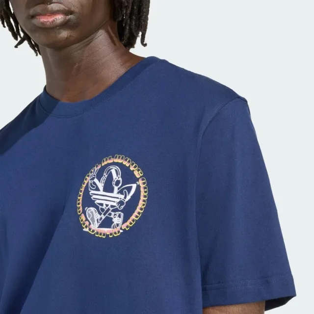 【adidas 愛迪達】Graphic Tee Lo 男 T恤 運動上衣 休閒短袖 深藍 亞版(JW3016)