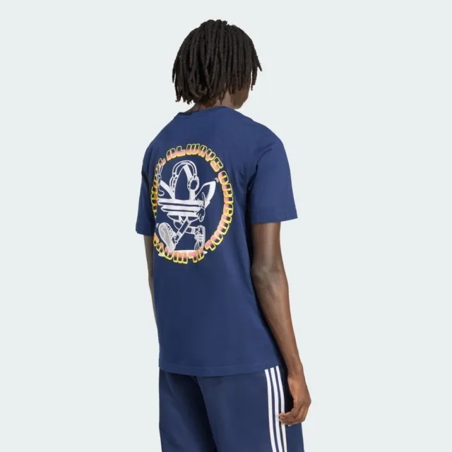 【adidas 愛迪達】Graphic Tee Lo 男 T恤 運動上衣 休閒短袖 深藍 亞版(JW3016)