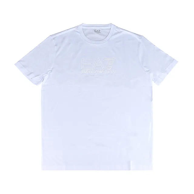 【EMPORIO ARMANI】Emporio armani EA7橡膠LOGO設計純棉短袖T恤(男款/白)