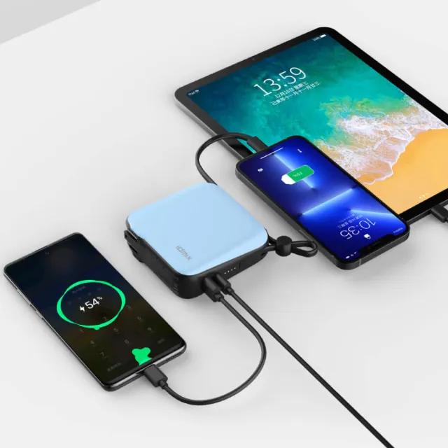 【idmix】MR CHARGER CH05Pro10000mAh Type-C旅充式行動電源(自帶TYPE-C線 PD20W/QC18W快充版)