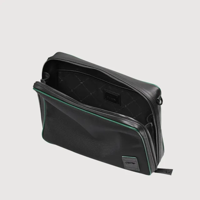 【BRAUN BUFFEL 德國小金牛】微瑕福利出清品 貝瑞 大型橫式斜背包-黑色(BF514-TW61A-BK) 男包推薦