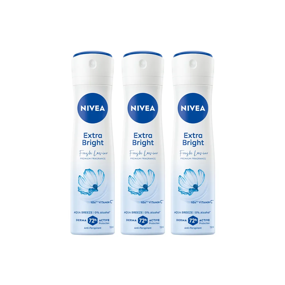 【NIVEA 妮維雅】止汗爽身香氛淨白系列噴霧150mlx3(專櫃級精品調香)
