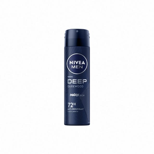 【NIVEA 妮維雅】男士止汗爽身噴霧 深極炭系列-清新魅力(48小時長效乾爽)