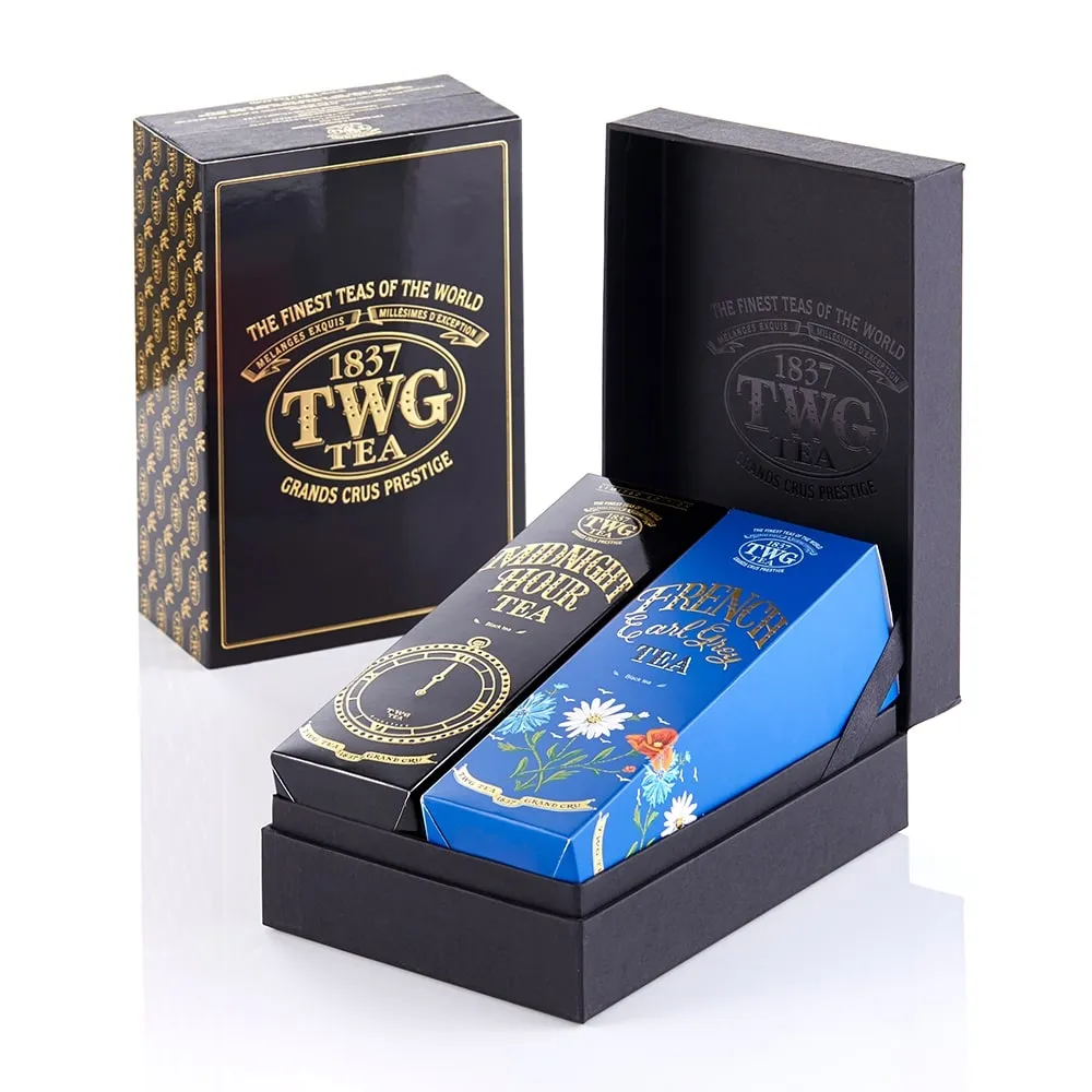 【TWG Tea】時尚茶罐雙入禮盒組 午夜時光之茶100g+法式伯爵茶100g(紅茶)