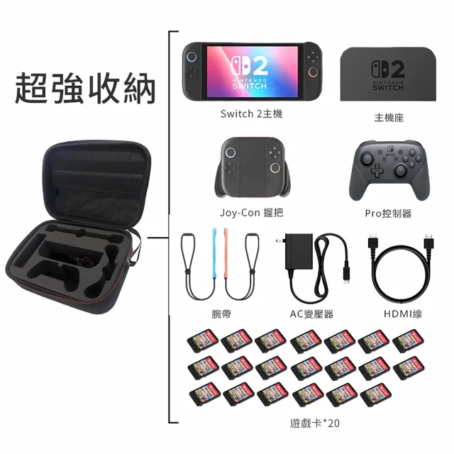 【G-TOP】任天堂Switch 2 豪華防摔旅行收納包 超大容量收納 NS2主機配件保護包 防刮外殼 肩背手提便攜