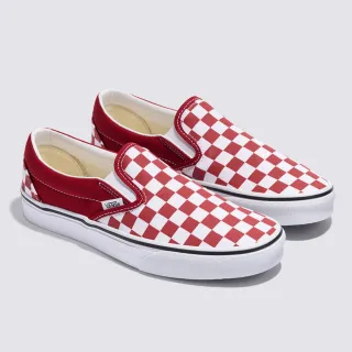 【VANS 官方旗艦】Classic Slip-On 紅色棋盤格滑板鞋