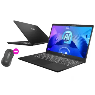 羅技滑鼠★【MSI 微星】15.6吋Ultra 5 135H AI輕薄效能筆電(Modern 15 H AI/16G/512G SSD/W11/C1MOG-213TW)
