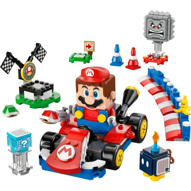 【LEGO 樂高】超級瑪利歐系列 72043 瑪利歐賽車-樂高瑪利歐與標準車(任天堂 MarioKart 玩具 積木)