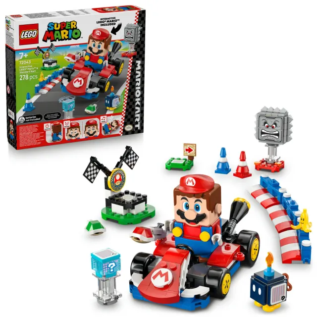 【LEGO 樂高】超級瑪利歐系列 72043 瑪利歐賽車-樂高瑪利歐與標準車(任天堂 MarioKart 玩具 積木)