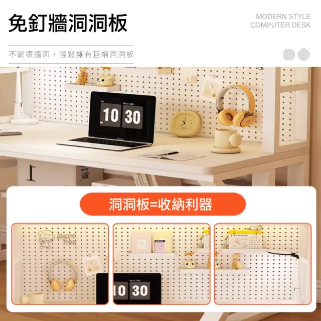 【ONE HOUSE】阿姆斯K型 洞洞板收納架電腦書桌 120x60x174CM（電腦桌 辦公桌 書房工作桌 洞洞板 桌架）