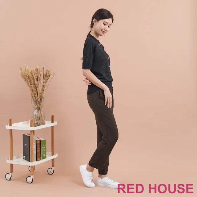 【RED HOUSE 蕾赫斯】素面修身九分褲(深咖啡色)
