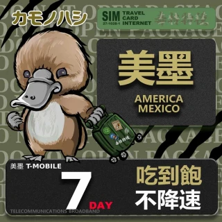 【鴨嘴獸Platypi.IF】eSIM 美國 墨西哥 7天 吃到飽不降速 網卡(美墨網卡 吃到飽 美國 墨西哥 免插卡)