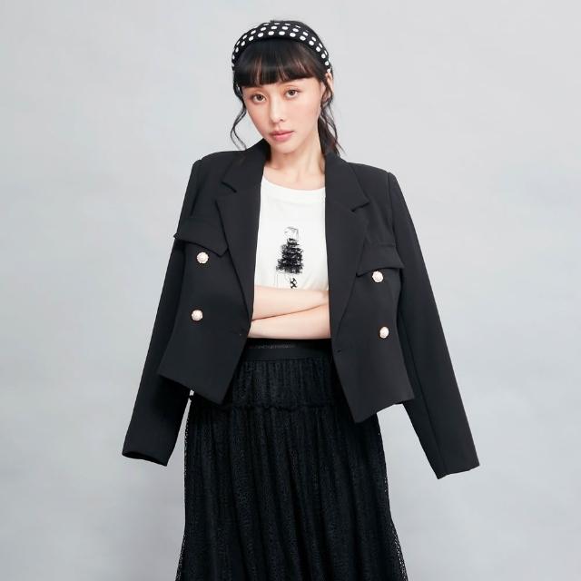 【betty’s 貝蒂思】出清品  雙排釦短版西裝外套(黑色)