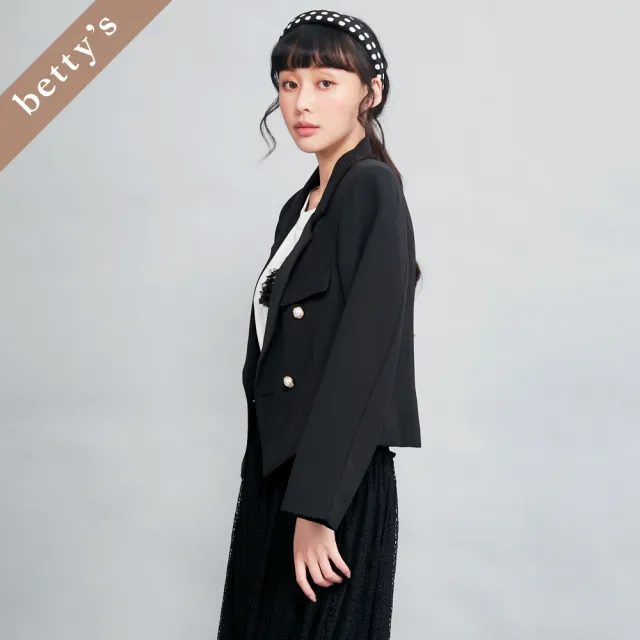 【betty’s 貝蒂思】出清品  雙排釦短版西裝外套(黑色)