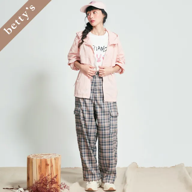 【betty’s 貝蒂思】出清品  知性格紋多口袋直筒長褲(深藍)