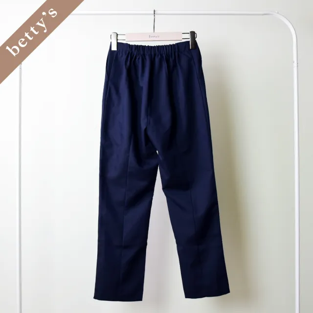 【betty’s 貝蒂思】出清品  高腰剪裁褲管開衩西裝褲(深藍)