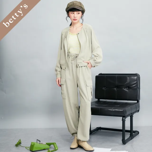 【betty’s 貝蒂思】出清品  多口袋抽繩綁帶雪紡長褲(淺綠)