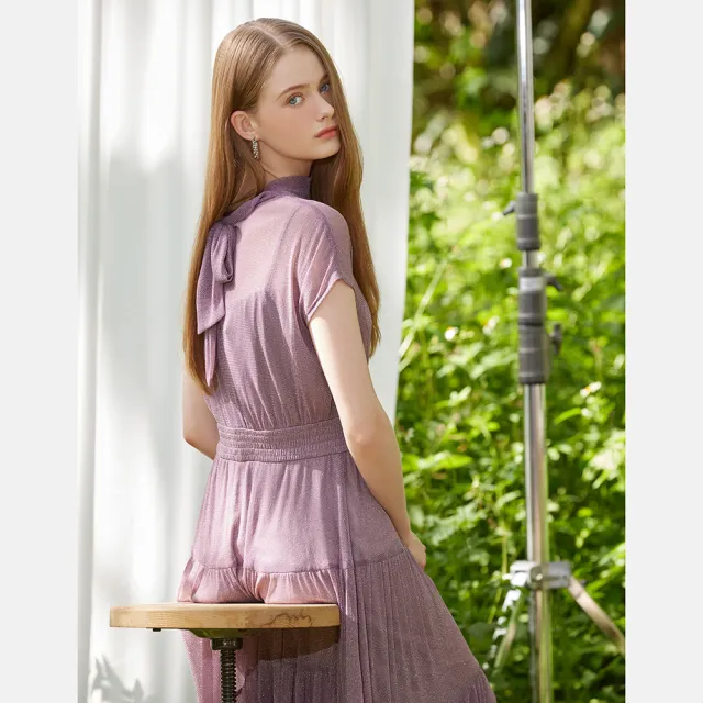 【IENA】亮晶晶透膚散擺洋裝(#5234002 透膚洋裝 紫色/灰色)