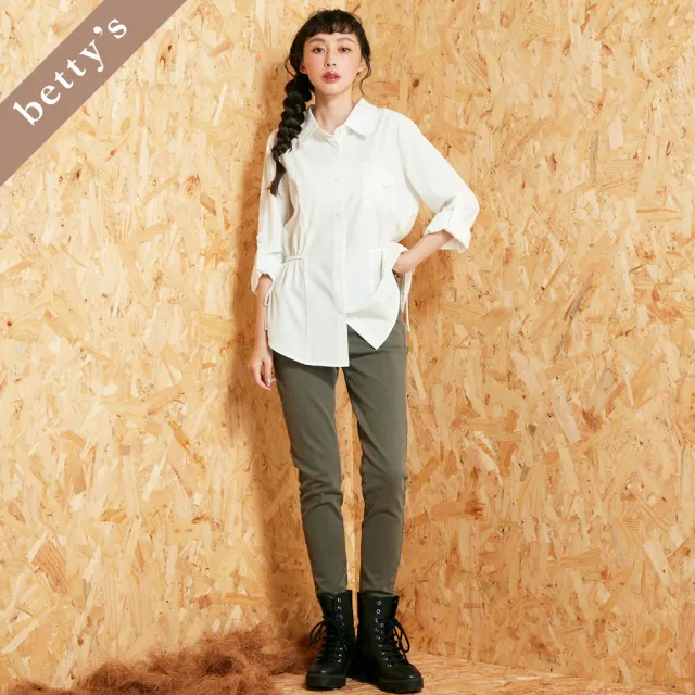 【betty’s 貝蒂思】出清品  百搭長腿顯瘦牛仔長褲(灰綠)（其他規格）