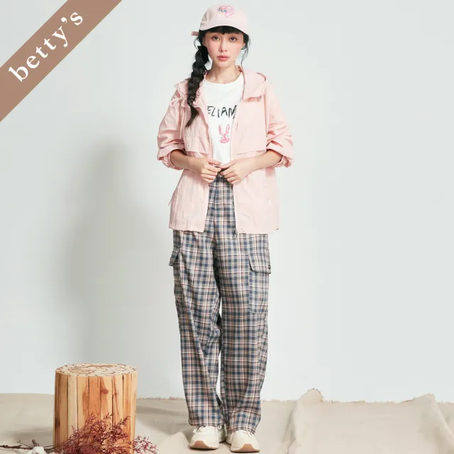 【betty’s 貝蒂思】出清品  知性格紋多口袋直筒長褲(深藍)