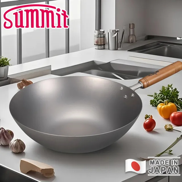 【Summit】日本製窒化鐵鍋/單柄北京平底炒鍋(33cm)