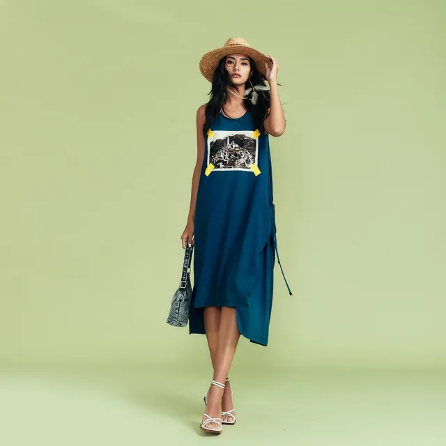 【ICHE 衣哲】Cop.Copine 法國原裝進口照印花不規則連身洋裝