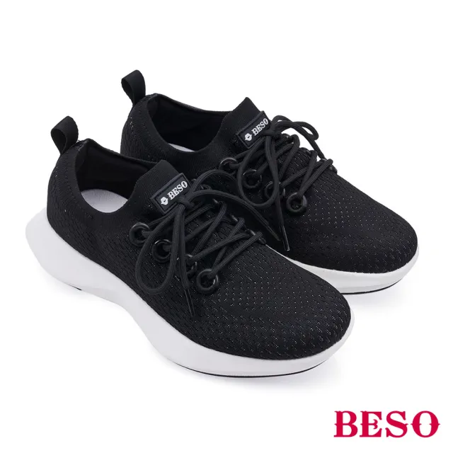 【A.S.O 阿瘦集團】BESO LITE WALK系列-晴雨時光飛織透氣耐水休閒鞋(女鞋_黑色)