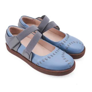 【A.S.O 阿瘦集團】A.S.O 健康按摩系列-自黏帶縫線娃娃鞋(女鞋_藍色)