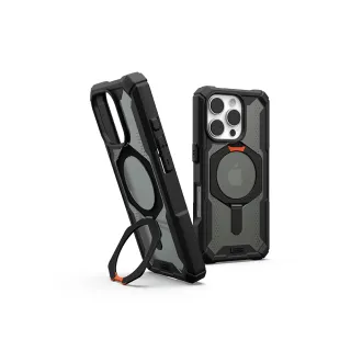 【UAG】iPhone 16 Pro 磁吸耐衝擊支架經典保護殼-透黑（黑圈）(支援MagSafe無線充電)