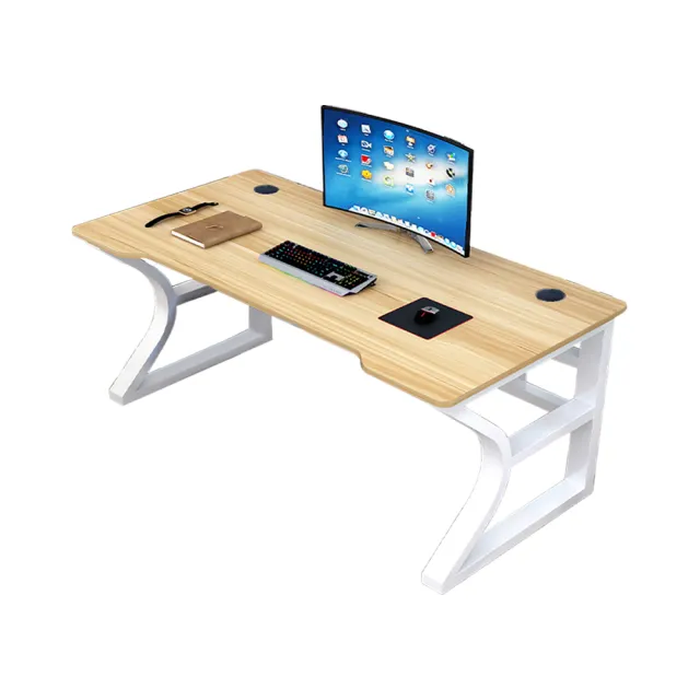 【慢慢家居】專人組裝-現代簡約鋼木弧形電競電腦桌(120CM)