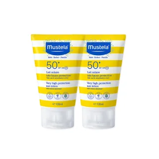 【Mustela 慕之恬廊】高效性兒童防曬乳SPF50+ 100mlX2(新生兒/孕婦可使用 新包裝)