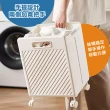 【Ashley House】便利日常側掛提籃多功能摺疊洗衣籃洗衣車(收納籃 髒衣籃 摺疊籃)