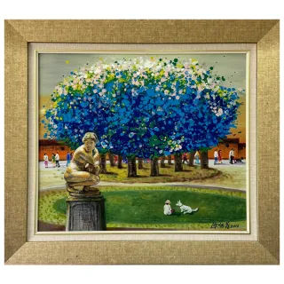 【Laart Monto 拉蒙朵】陳炳義-櫻花公園(真跡油畫)