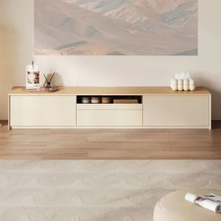 【hoi! 好好生活】Linsy北歐簡約拼色三抽儲物電視櫃2M