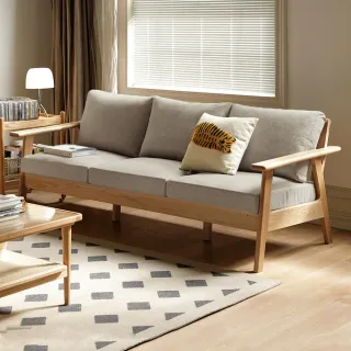 【hoi! 好好生活】源氏木語柏林橡木原木色可拆洗三人布沙發 C193C 煙栗棕