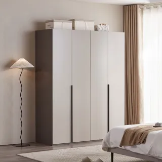 【hoi! 好好生活】Linsy簡約雙色四門衣櫃 灰色 OV7D