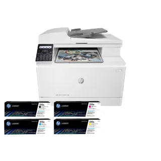 【HP 惠普】官方直營 搭1黑3彩碳粉匣★Color LaserJet Pro M183fw無線彩色雷射傳真多功能事務機(7KW56A)