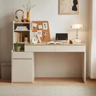 【hoi! 好好生活】林氏木業簡約雙色多功能可伸縮書桌 OV1V-原木+灰